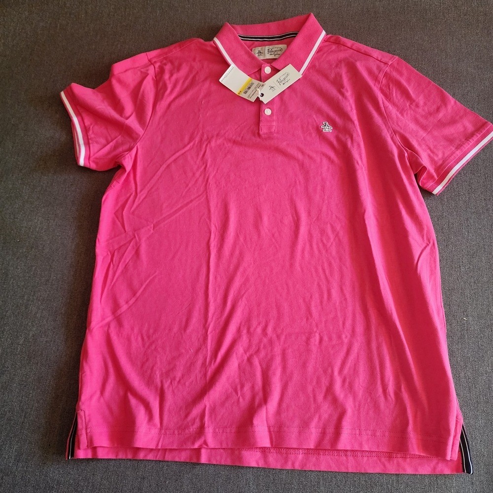 Original Penguin Munsingwear Polo Shirt Pink M   Men's Short Sleeve Cotton A21